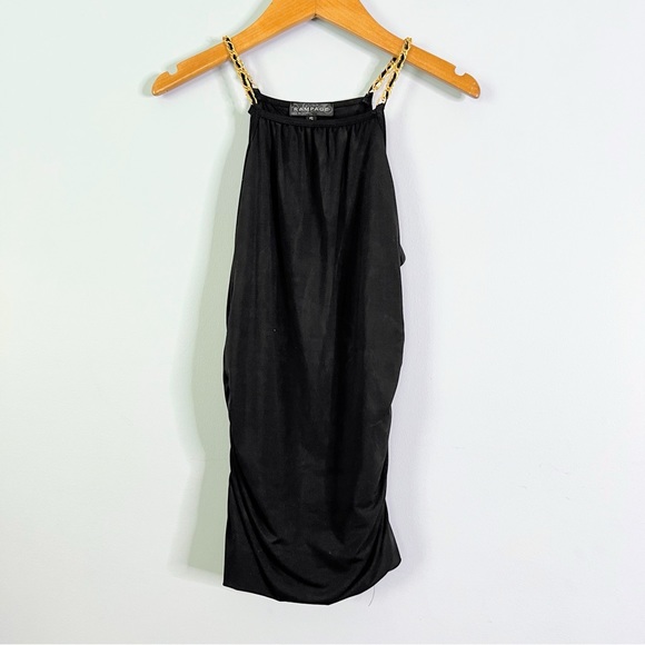 Rampage Y2K Era Black Halter Top with Gold Color Chain Straps Size Small - Picture 2 of 6